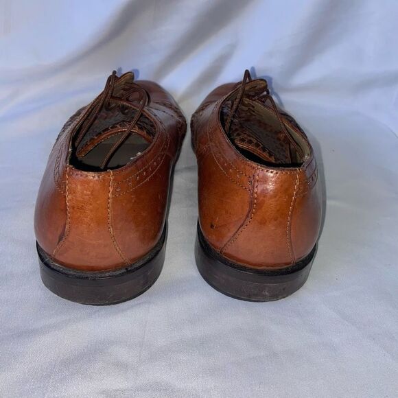 Louis Dell' Olio Men's 7.5W Brown Woven Leather Oxford Dress Shoes - Picture 4 of 5